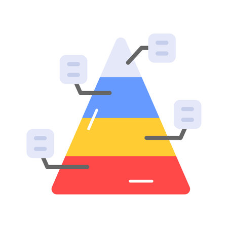 Triangle shape graph, vector design of pyramid of infographics, pyramid chart iconのイラスト素材