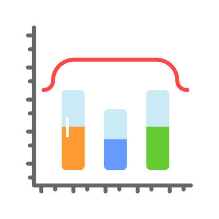 Graphical representation of a vertical bar chart, business chart icon easy to useのイラスト素材