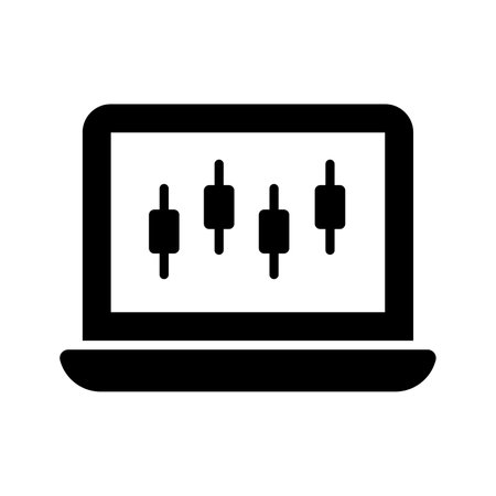 Carefully designed icon of laptop analysis in trendy style, laptop data analytics vectorのイラスト素材