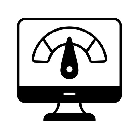 Speedometer inside monitor denoting speed test vector design in trendy styleのイラスト素材