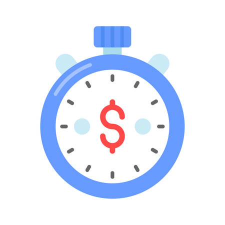 Dollar sign inside stopwatch showing concept vector of time is money, premium iconのイラスト素材