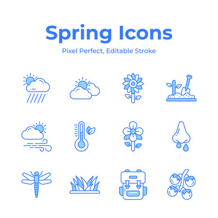 Check this beautifully designed spring vectors, farming, gardening and agriculture icons setのイラスト素材