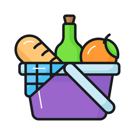 Grab this creatively designed icon of fruit basket in modern style, ready to use iconのイラスト素材