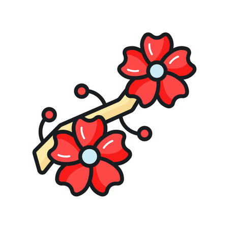 Beautiful flowers of cherry blossom in modern style, well designed icon of flowersのイラスト素材