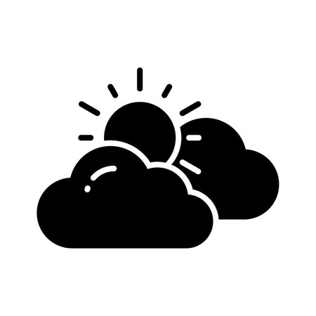 Sun with clouds denoting concept vector of weather in trendy style, premium iconのイラスト素材