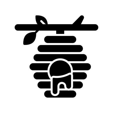 Colonial bees preserved honey in beehive, modern icon of beehiveのイラスト素材
