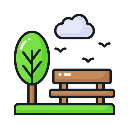 Carefully crafted vector of park bench in modern style, easy to use and downloadのイラスト素材