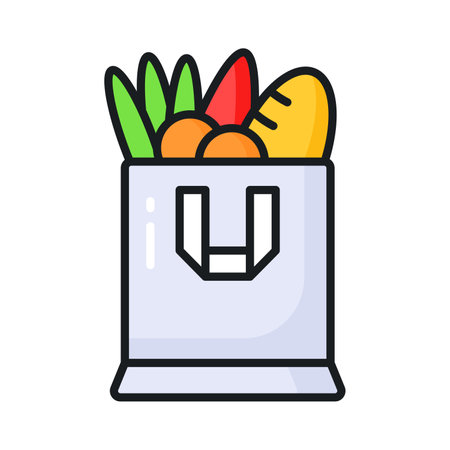 Get hold on this amazing vector of grocery bag in modern style, premium iconのイラスト素材