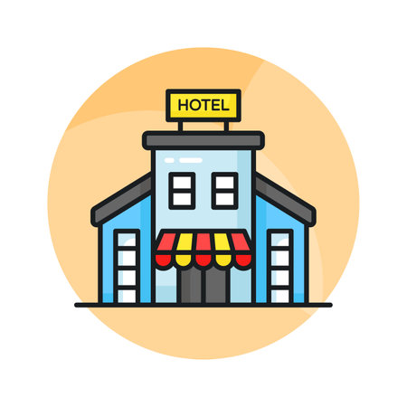 Beautifully designed icon of hotel, modern style vector of hotel building customizable and easy to useのイラスト素材