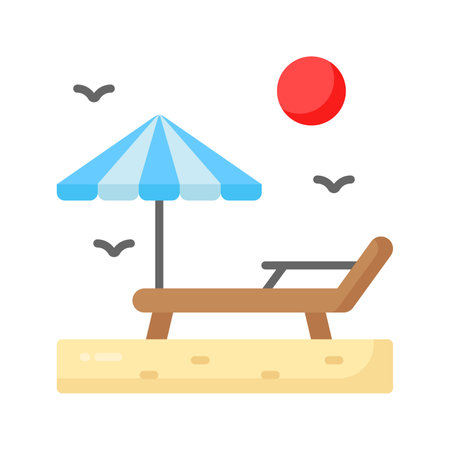 An icon of sunbed represents tanning or relaxation in the sun, premium vector designのイラスト素材