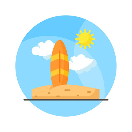 An amazing icon of surfboard in modern style, beach adventureのイラスト素材