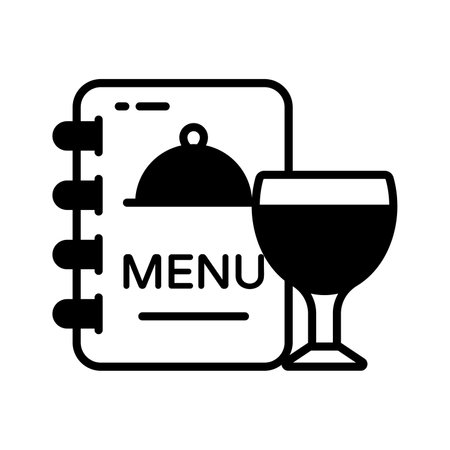 Menu card with a glass of drink showing concept icon of hotel menu card in trendy styleのイラスト素材