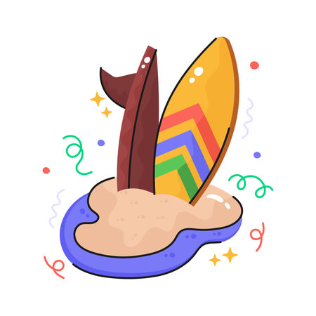 An amazing icon of surfboard in modern style, beach adventureのイラスト素材
