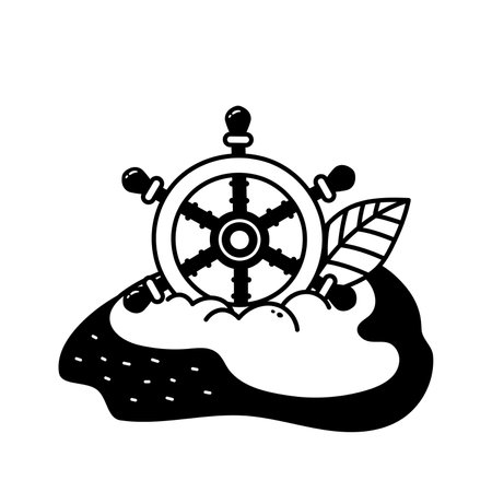 Check out this hand drawn sticker of ship wheel in modern styleのイラスト素材