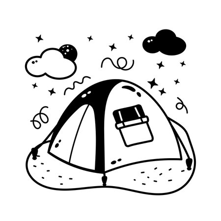 Get hold on this carefully designed hand drawn vector of camp tent, easy to use iconのイラスト素材