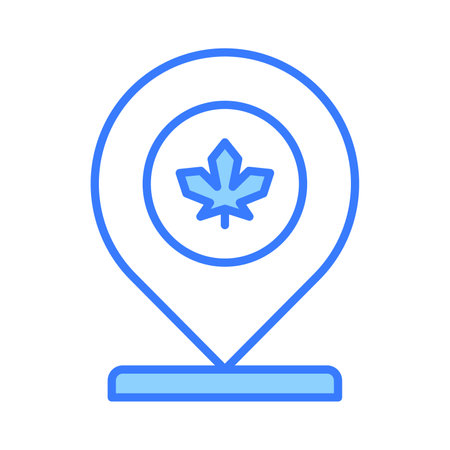 Location pin with maple leaf, icon of canadian location in modern styleのイラスト素材