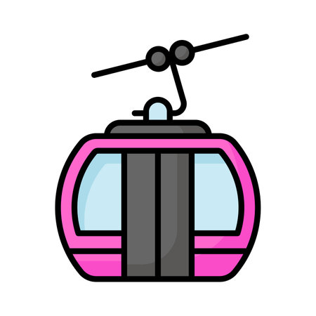 Cable car vector denoting transportation that uses cables to pull tram-like vehicles up and down steep hills or inclinesのイラスト素材