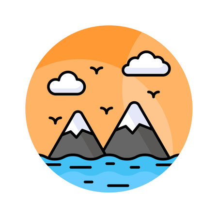 Check this amazing icon of mountains, landscape vector designのイラスト素材