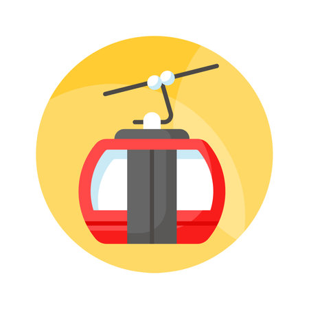 Cable car vector denoting transportation that uses cables to pull tram-like vehicles up and down steep hills or inclinesのイラスト素材