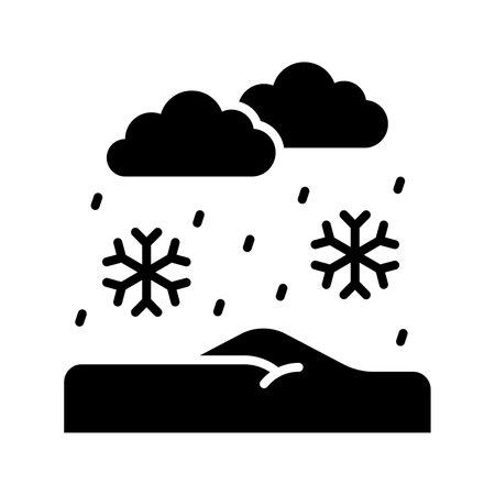 Snowflakes falling from clouds denoting snow falling icon in trendy styleのイラスト素材