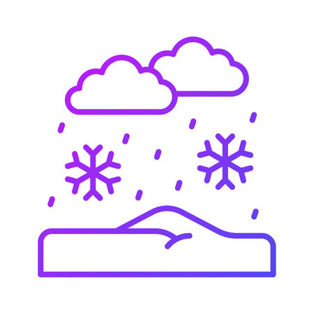 Snowflakes falling from clouds denoting snow falling icon in trendy styleのイラスト素材