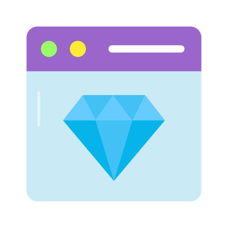 Diamond inside webpage, icon design of website performanceのイラスト素材