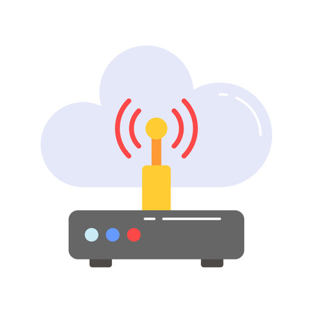 Wireless network device with modem, wireless network concept vectorのイラスト素材