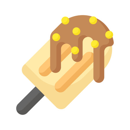 ice creamwith dripping chocolate, vector of chocolate ice cream in trendy styleのイラスト素材