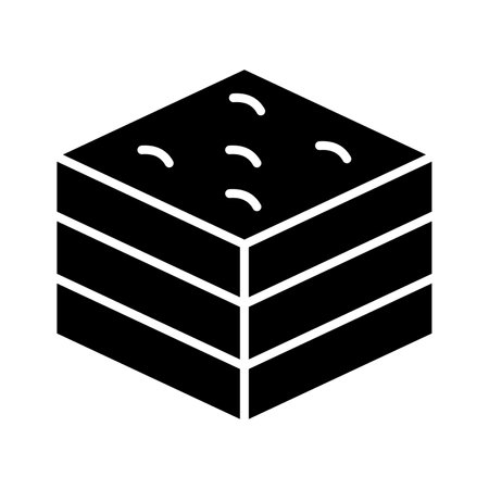 Chocolate brownie cake vector. Sweet chocolate pastry icon isolated on a white backgroundのイラスト素材