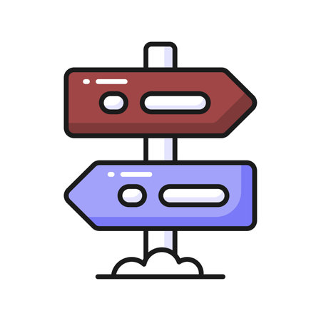 Flat vector design of direction board in modern style, an icon of guidepostのイラスト素材