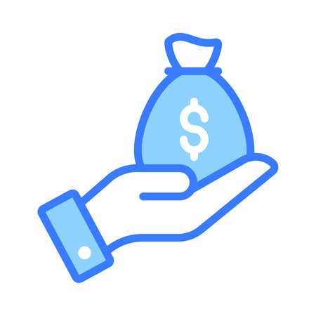 Hand holding money bag, savings icon in trendy style, premium vector designのイラスト素材