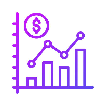 Bar chart and dollar coin representing the analysis and interpretation of financial data, financial data analysis vectorのイラスト素材