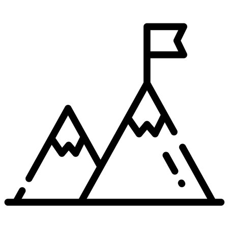 Flag on top of mountain, concept icon of mission in trendy styleのイラスト素材