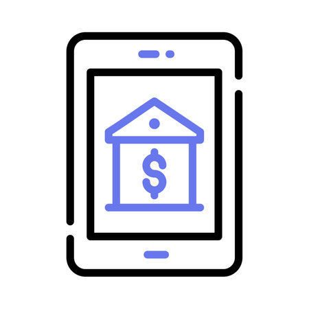 Bank inside mobile denoting concept icon of banking app, ready for premium useのイラスト素材