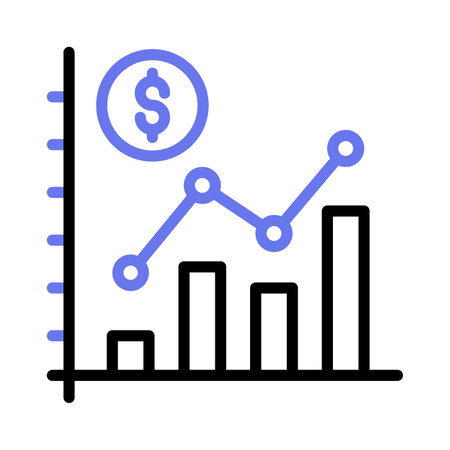 Bar chart and dollar coin representing the analysis and interpretation of financial data, financial data analysis vectorのイラスト素材