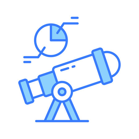 Telescope with pie diagram showing predictive analysis concept vectorのイラスト素材