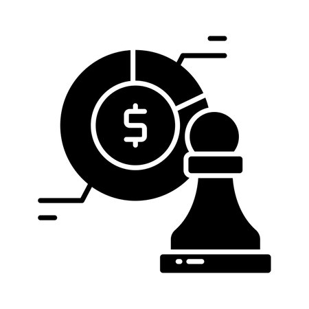 Chess piece with pie diagram denoting the concept of business strategy modern iconのイラスト素材