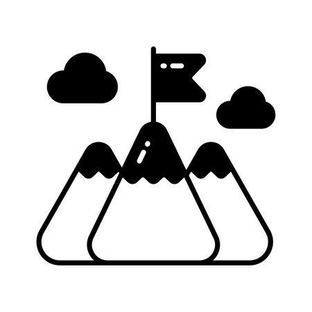 Flag on top of mountain, concept icon of mission in trendy styleのイラスト素材