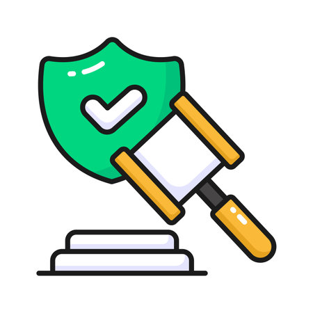 Judge hammer and gavel, insurance law icon, commercial law, legal advice for business, auction vectorのイラスト素材