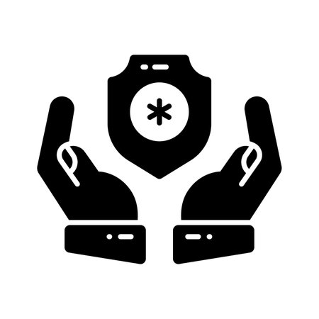 Hands holding medical shield, concept of health insurance, medical insurance vectorのイラスト素材