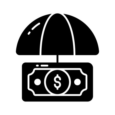 Dollar under umbrella, a concept of financial insurance icon in modern styleのイラスト素材