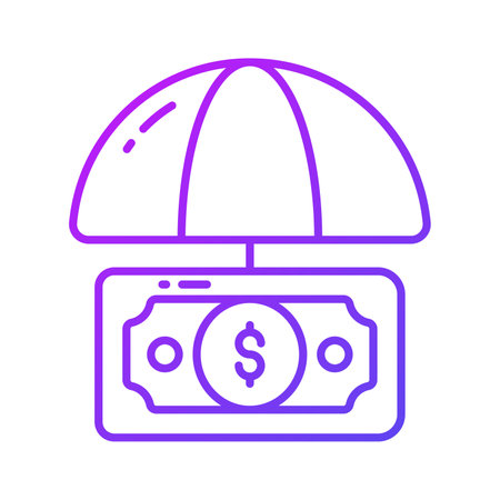 Dollar under umbrella, a concept of financial insurance icon in modern styleのイラスト素材