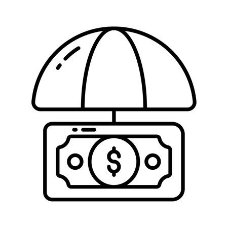 Dollar under umbrella, a concept of financial insurance icon in modern styleのイラスト素材