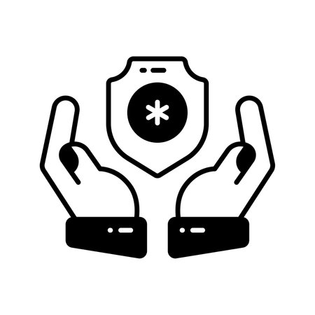 Hands holding medical shield, concept of health insurance, medical insurance vectorのイラスト素材