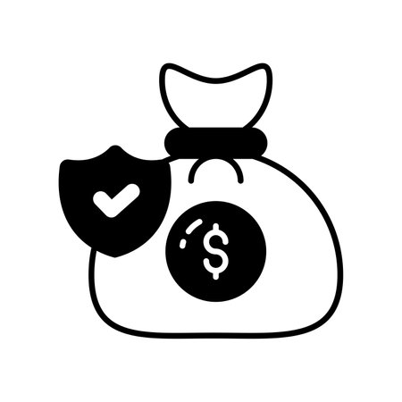 Money bag with safety shield, a concept of financial insurance icon in modern styleのイラスト素材
