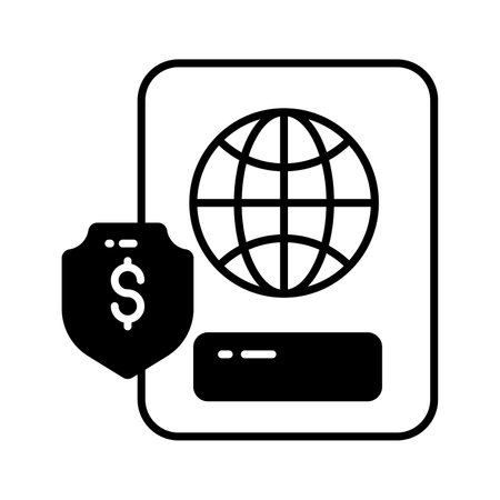 Passport with protection shield showing concept icon of passport protection vectorのイラスト素材