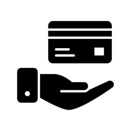 Atm card on hand, secure payment concept icon, credit card security vectorのイラスト素材