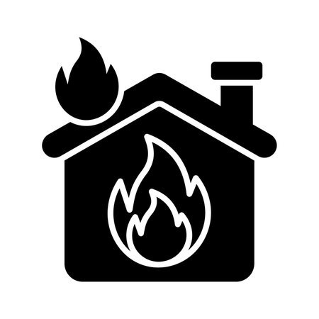Burning home icon design, isolated on white background, fire insurance vectorのイラスト素材