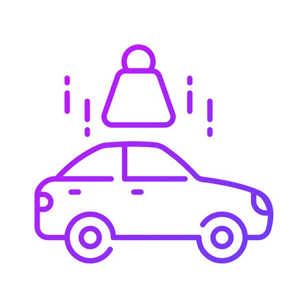 Heavy weight falling on car, denoting concept icon of car accident, car crash vectorのイラスト素材