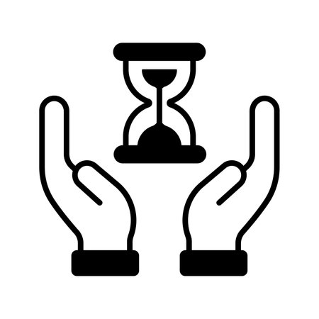 Hourglass in hands showing concept icon of time management vector designのイラスト素材